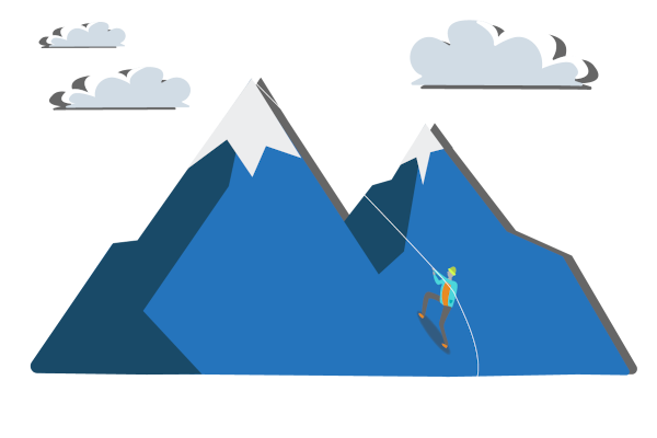Illustration of person climbing a mountain